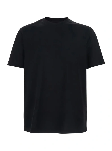 Tricou Black T-Shirt with Elasticized Crew Neck and Tone-on-Tone Jacquard Logo for Men