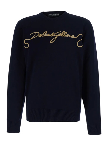 Tricou Blue Crew neck T-Shirt with logo lettering on the front in cotton for men