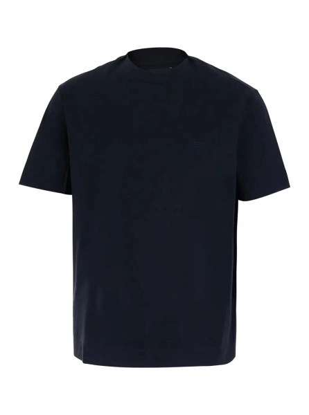 Tricou Blue Crew neck T-shirt with tone-on-tone logo embroidery on the front in cotton for men