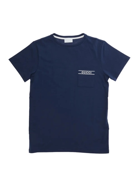 Tricou Blue T-Shirt with Logo Lettering on the Front for Kids