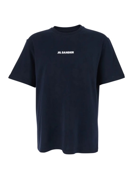 Tricou Blue T-Shirt with Logo Lettering on the Front In Cotton for Men