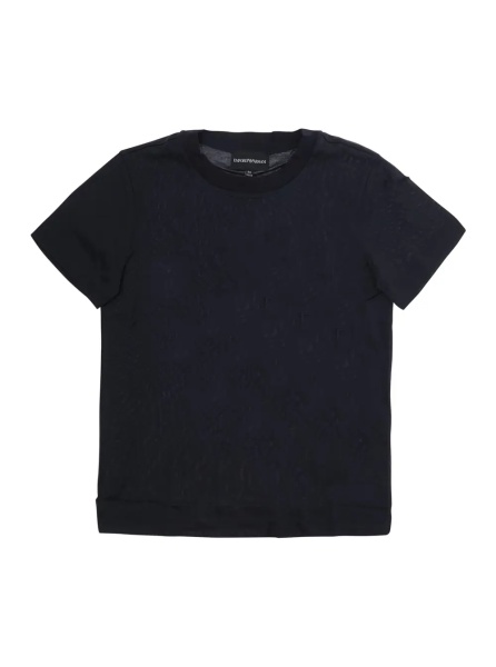 Tricou Blue T-Shirt with Round Neck and Logo Embroidery on the Front in Blend Cotton Boy
