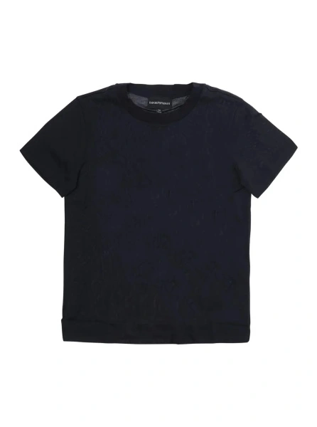 Tricou Blue T-Shirt with Round Neck and Logo Embroidery on the Front in Blend Cotton Boy