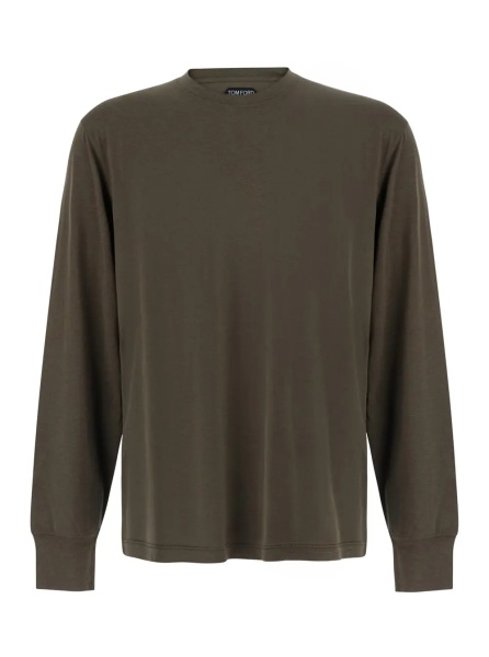 Tricou brown Long sleeve t-shirt with logo on the front in Blend cotton men