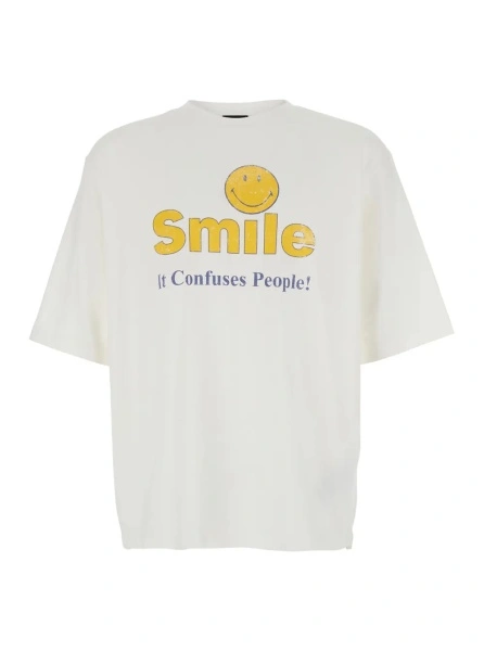Tricou DSQUARED2 alb din bumbac cu imprimeu pe piept