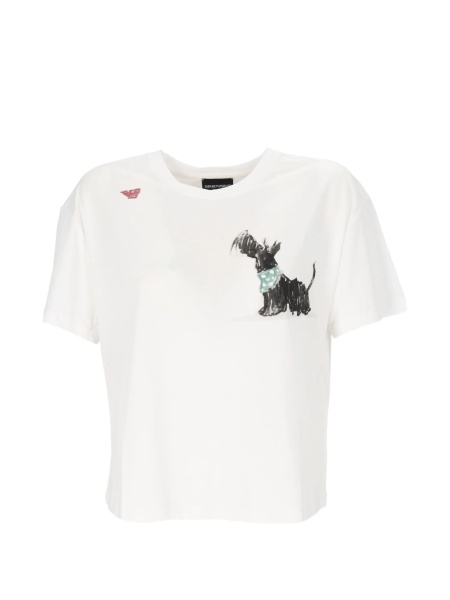 Tricou Emporio Armani alb din bumbac si modal