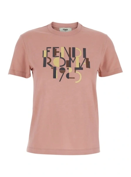 Tricou Fendi roz din bumbac