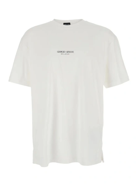 Tricou Giorgio Armani alb din bumbac