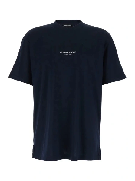 Tricou Giorgio Armani albastru din bumbac