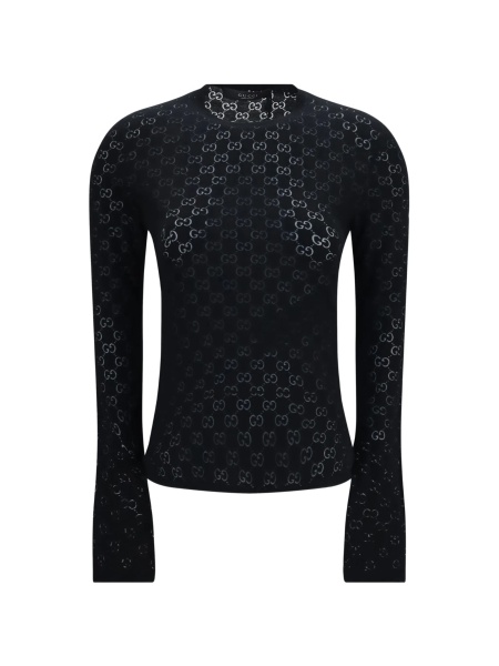 Tricou Gucci negru din polyester si bumbac