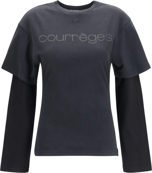 Tricou Logo print double sleeves T-shirt