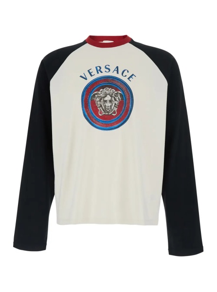 Tricou Multicolor Long Sleeve T-shirt with Printed Logo on the Front in Cotton for Men