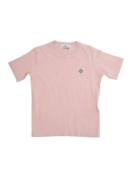 Tricou Pink T-Shirt with Round Neck and Logo Patch on the Front in Cotton Boy