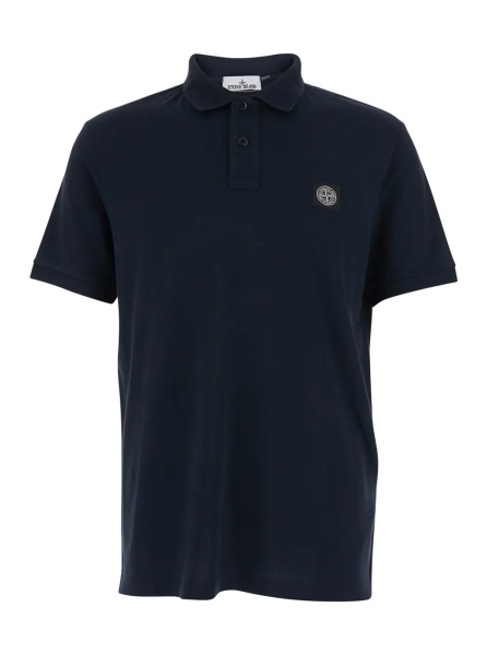 Tricou Polo Blue Polo shirt with Classic Collar and Logo Patch on the front in Stretch Cotton for Men