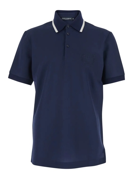 Tricou Polo Blue Polo Shirt with Logo on the Front in Tech Fabric for Men