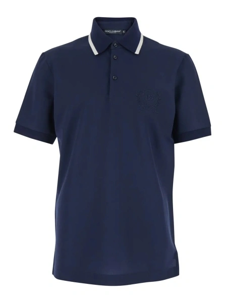 Tricou Polo Blue Polo Shirt with Logo on the Front in Tech Fabric for Men