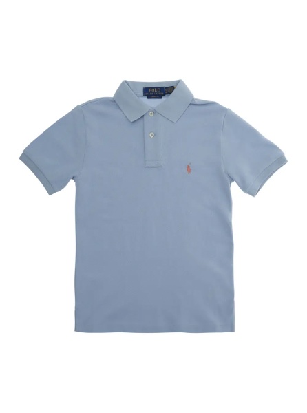 Tricou Polo Light Blue Polo Shirt with Classic Collar and Pony Embroidery on the Front in Cotton Boy