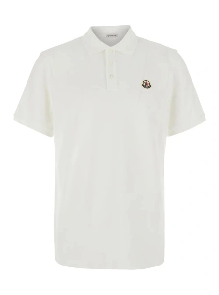 Tricou polo Moncler alb din bumbac