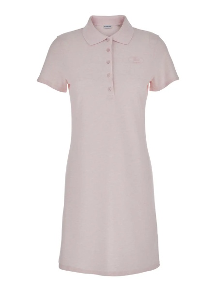 Tricou Polo Pink Dress with Polo Collar and Front Logo in Cotton for Women
