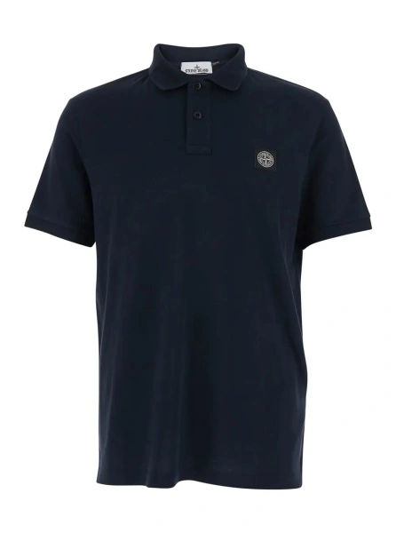 Tricou polo Stone Island albastru din bumbac
