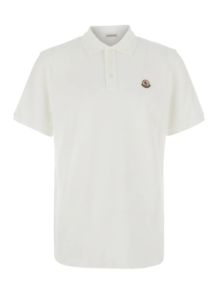 Tricou Polo White Polo Shirt with logo patch on the front in cotton for men