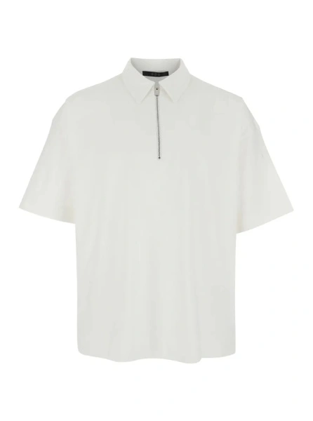 Tricou T-Shirt 'TELEMO' White with Round Neck and Short Sleeves in Cotton for Men