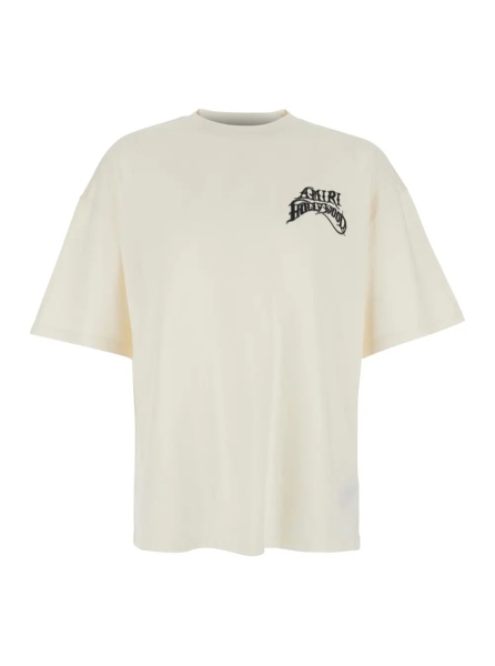 Tricou White T-Shirt with Printed Logo on the Front and Back in Cotton for Men