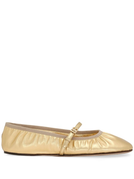 Balerini Dolce & Gabbana aurii din bumbac si piele