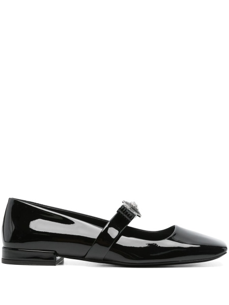Balerini Versace Gianni Ribbon negri din piele