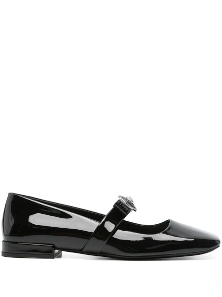 Balerini Versace Gianni Ribbon negri din piele