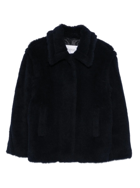 Blana Max Mara albastra din alpaca si matase