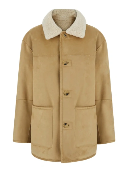 Blanuri Beige Jacket Half Length in Synthetic Fur
