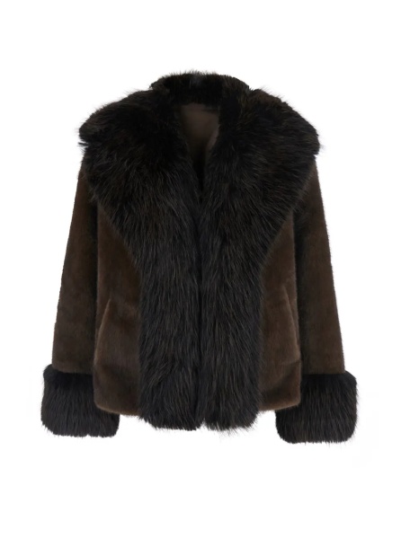 Blanuri Brown Jacket with Front-Zip in Fabric for Women