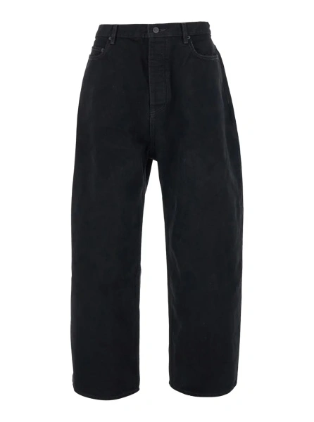Blugi Black jeans with logo patch on the back and wide leg in denim for men