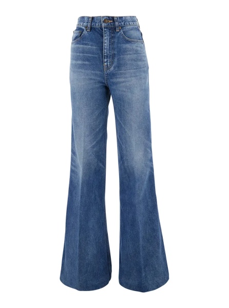 Blugi Blue High-waisted Jeans with Flared design in Denim for Women