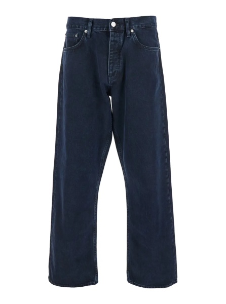 Blugi Blue Jeans with Belt Loops and Logo Patch on the Rear in Denim Man