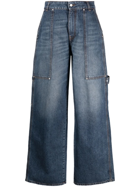 Blugi evazati Stella McCartney albastri din bumbac