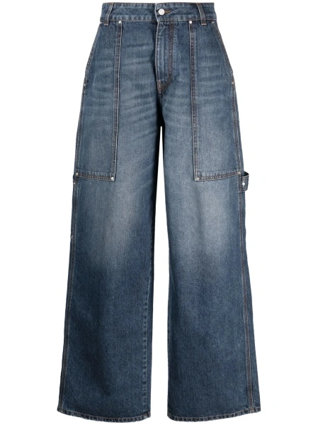 Blugi evazati Stella McCartney albastri din bumbac