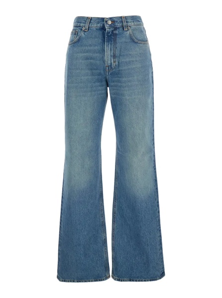 Blugi 'Korea' Blue Jeans with Wide Leg and Logo Patch on the Rear in Denim Woman