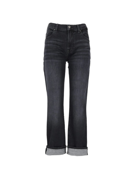 Blugi Skinny 7 For All Mankind negri din bumbac si spandex/elastan