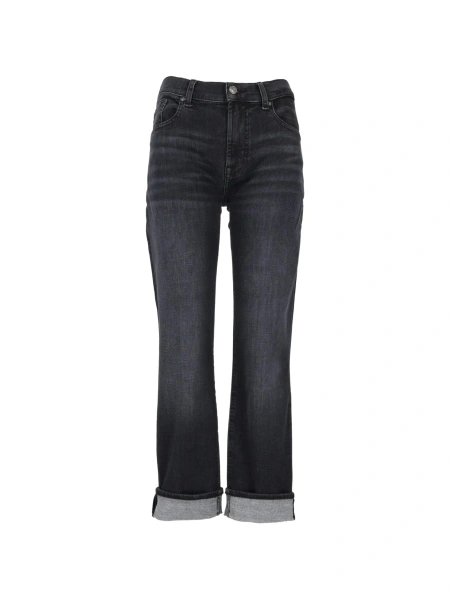 Blugi Skinny 7 For All Mankind negri din bumbac si spandex/elastan