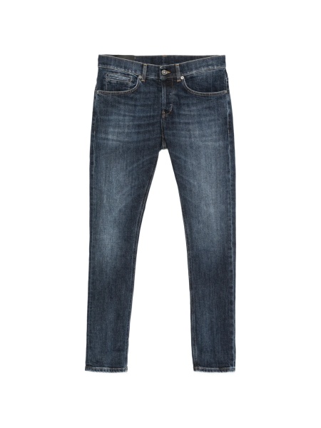 Blugi slim fit Dondup albastri din bumbac si elastan