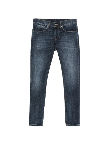 Blugi slim fit Dondup albastri din bumbac si elastan