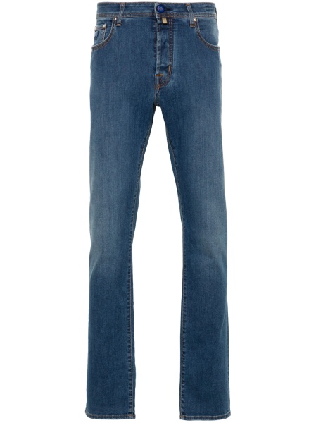 Blugi slim fit Jacob Cohen albastri din multiester si spandex/elastan