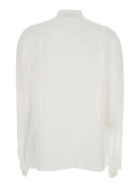 Bluza White Blouse with Pussybow Collar in Viscose Woman
