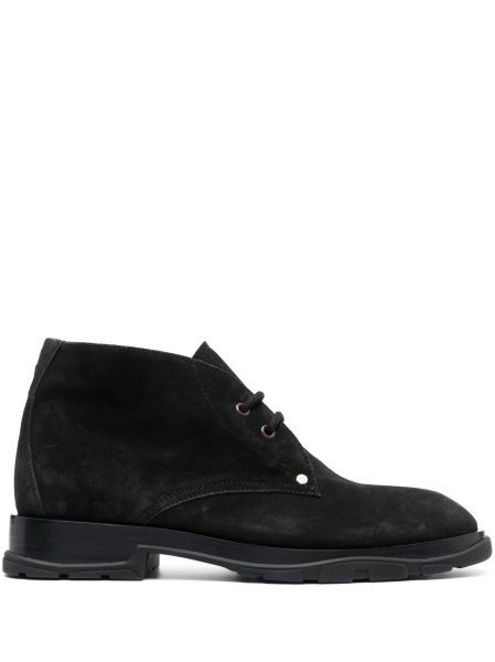 Bocanci Alexander McQueen negri din piele intoarsa