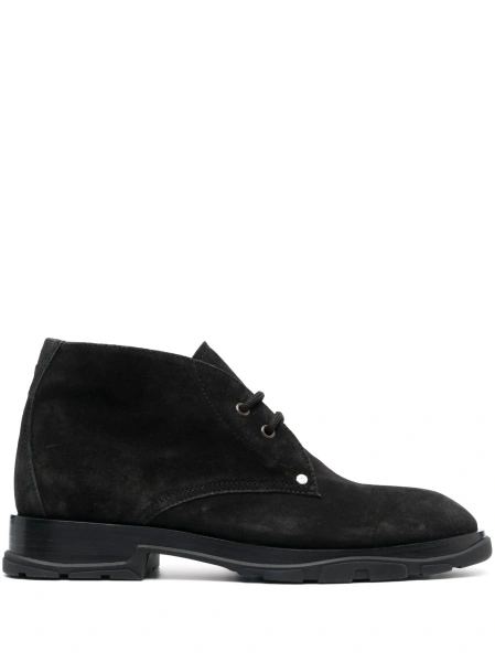 Bocanci Alexander McQueen negri din piele intoarsa