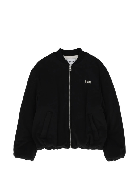 Bomber jacket MSGM neagra din spandex/elastan si polyester