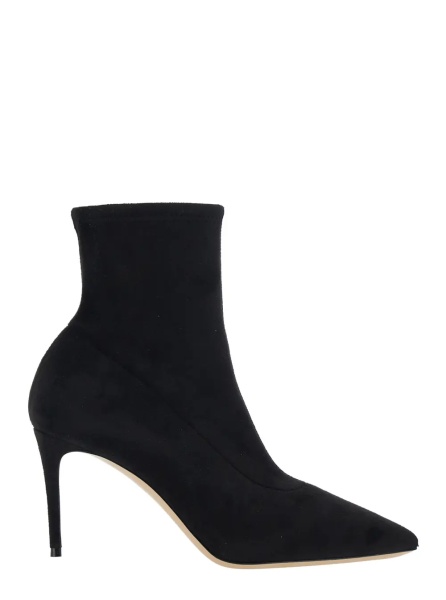 Botine 'JULIA' black ankle Boots with pointed design in eco-suede for women