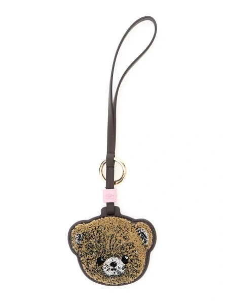 Brelocuri 'Teddy Bear' Beige Keychain with bear-shaped design in Leather and Fabric for Women
